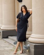 Andrina Black Midi Dress - Image 4