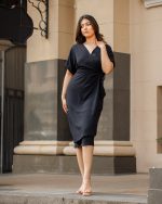 Andrina Black Midi Dress - Image 2