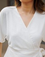 Andrina White Midi Dress - Image 3