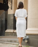 Andrina White Midi Dress - Image 4