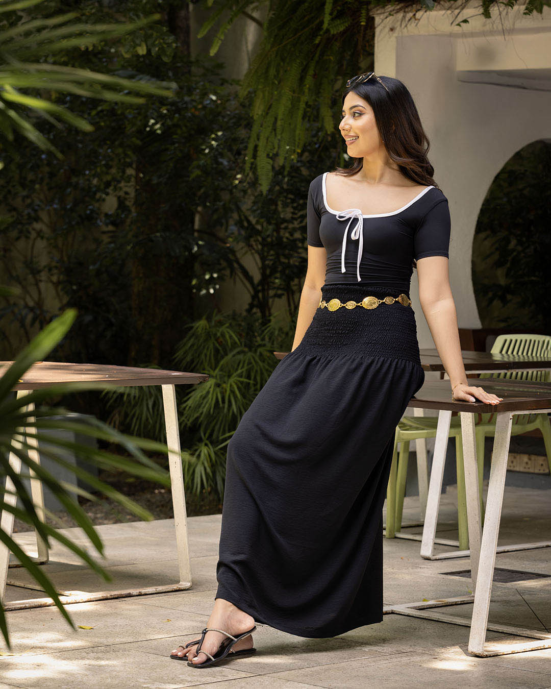 Nilah Black Frill trim maxi skirt - 1 Nilah Black Frill Trim Maxi Skirt - Image 1