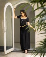 Nilah Black Frill Trim Maxi Skirt - Image 2