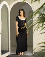 Nilah Black Frill Trim Maxi Skirt - Image 3