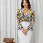 Pomegra front tieup long sleeves croptop