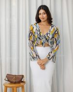 Pomegra front tieup long sleeves croptop