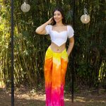 Yellow and orange tie dye lungi