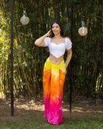 Yellow and orange tie dye lungi
